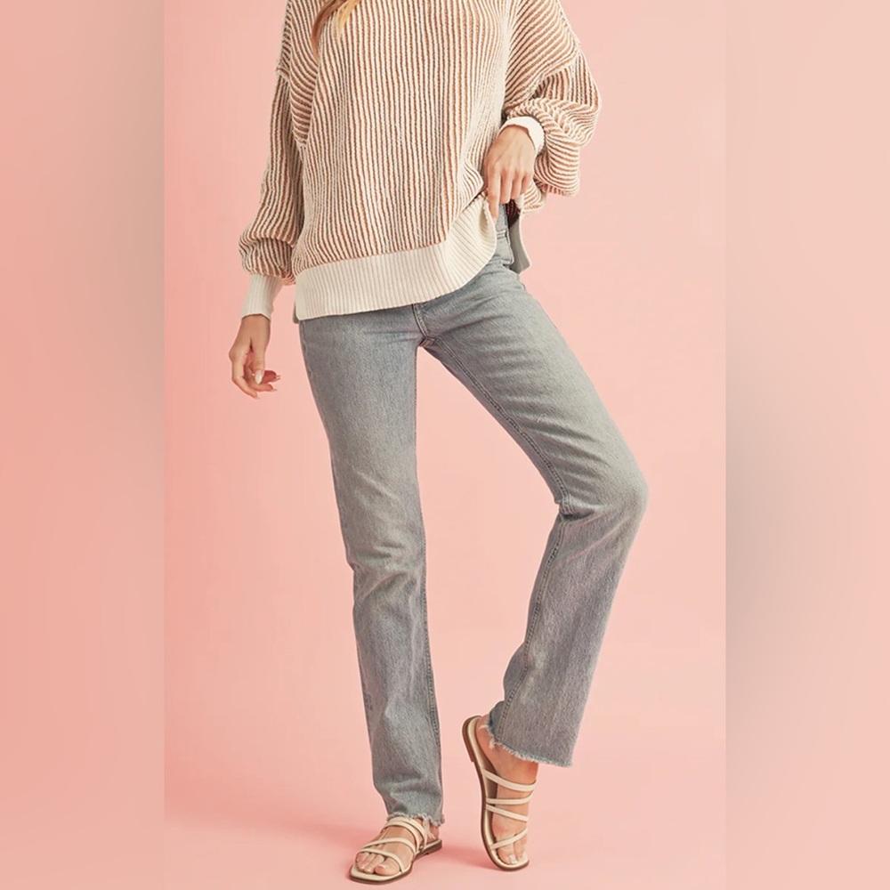 NWT [Altar'd State] Striped Oversized Ribbed Knit Pink Sweater Womens XXS XS S M - Picture 4 of 12